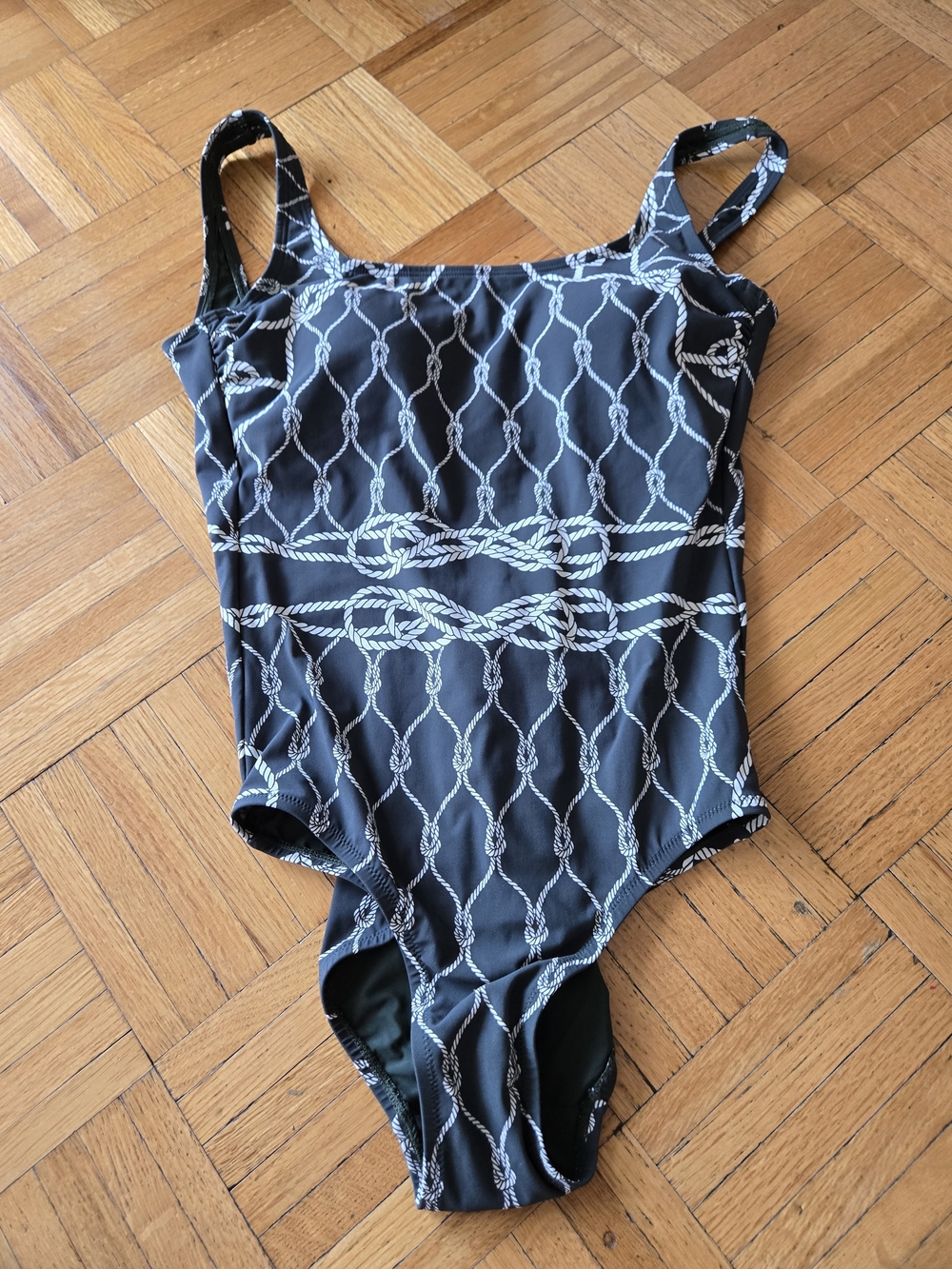 Brand New With Tags Tory Burch Green Rope Print One-Piece Swimsuit